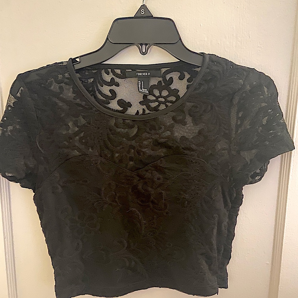 Black Lace Crop Top